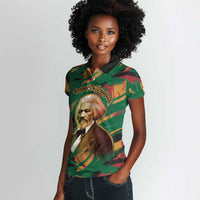 Frederick Douglass Women Polo Shirt Green Abstract Design Civil Rights Leader Quote on Race and Humanity TS04