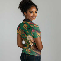 Frederick Douglass Women Polo Shirt Green Abstract Design Civil Rights Leader Quote on Race and Humanity TS04