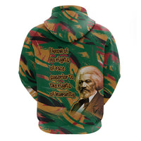 Frederick Douglass Zip Hoodie Green Abstract Design Civil Rights Leader Quote on Race and Humanity - Wonder Print Shop