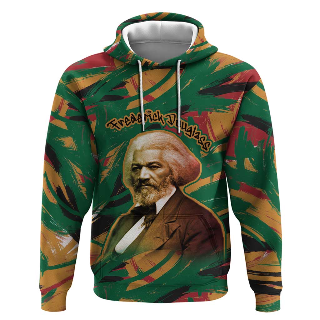Frederick Douglass Zip Hoodie Green Abstract Design Civil Rights Leader Quote on Race and Humanity - Wonder Print Shop