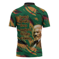 Frederick Douglass Zipper Polo Shirt Green Abstract Design Civil Rights Leader Quote on Race and Humanity - Wonder Print Shop