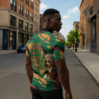 Frederick Douglass Zipper Polo Shirt Green Abstract Design Civil Rights Leader Quote on Race and Humanity - Wonder Print Shop
