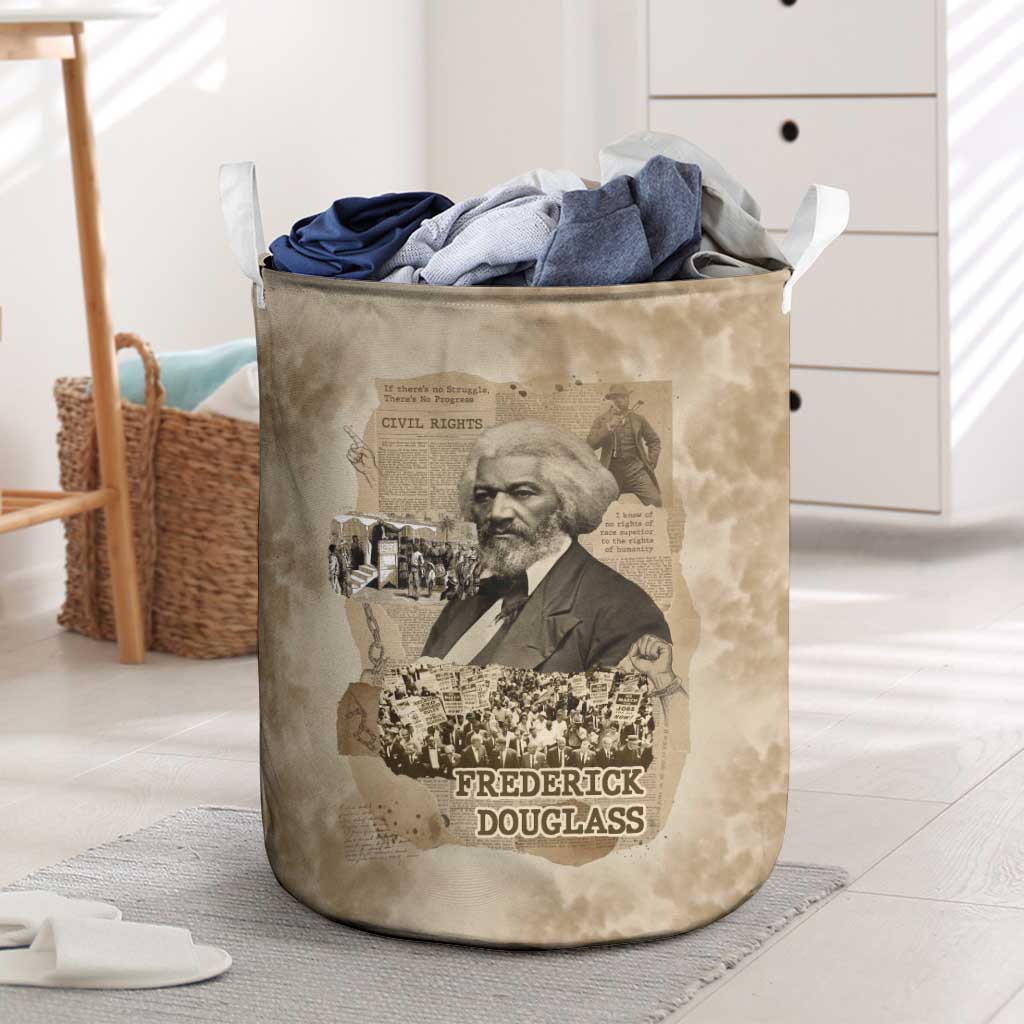 Frederick Douglass Laundry Basket Sepia Newspaper Collage Civil Rights March Historic Quote Design - Wonder Print Shop
