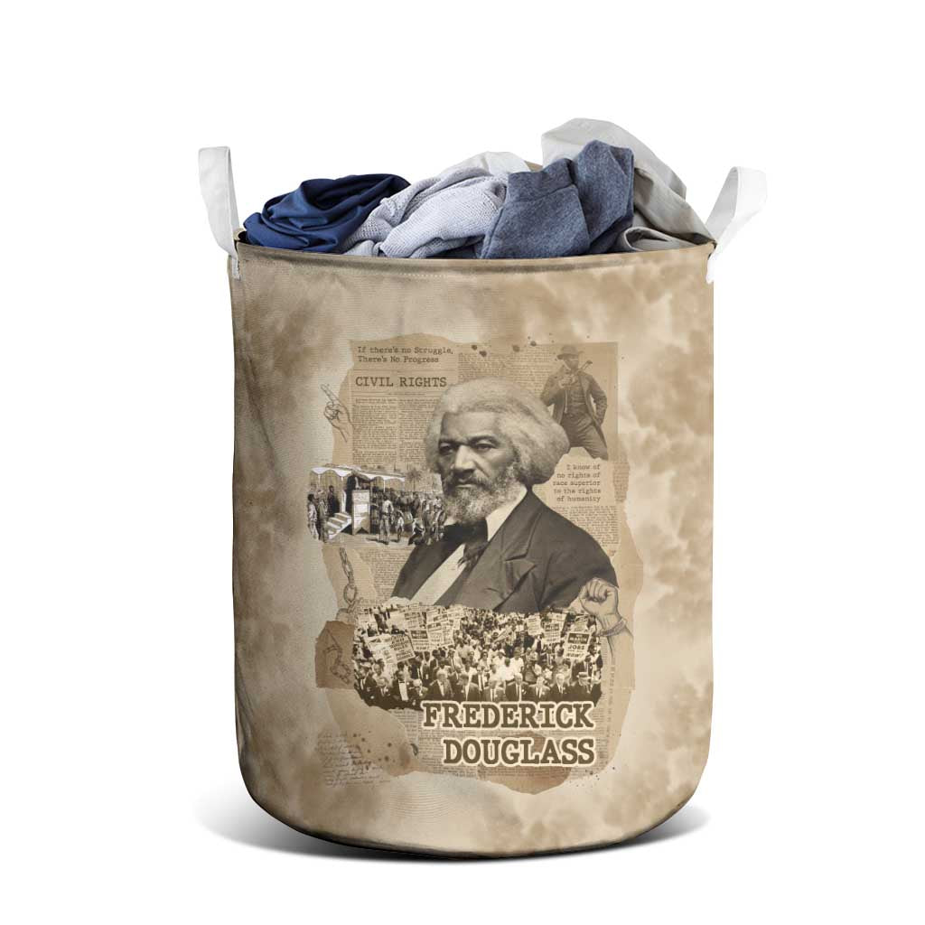 Frederick Douglass Laundry Basket Sepia Newspaper Collage Civil Rights March Historic Quote Design - Wonder Print Shop