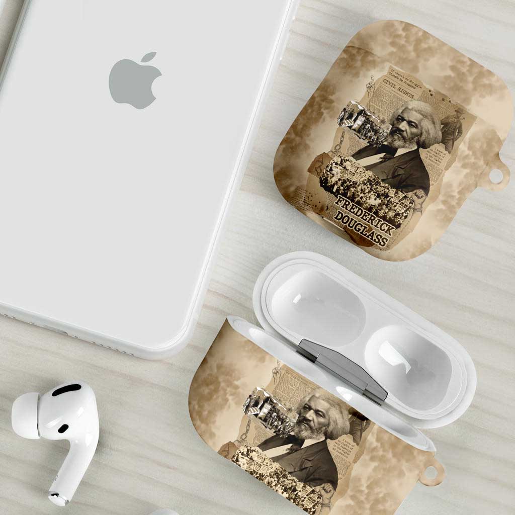 Frederick Douglass AirPods Case Sepia Newspaper Collage Civil Rights March Historic Quote Design - Wonder Print Shop
