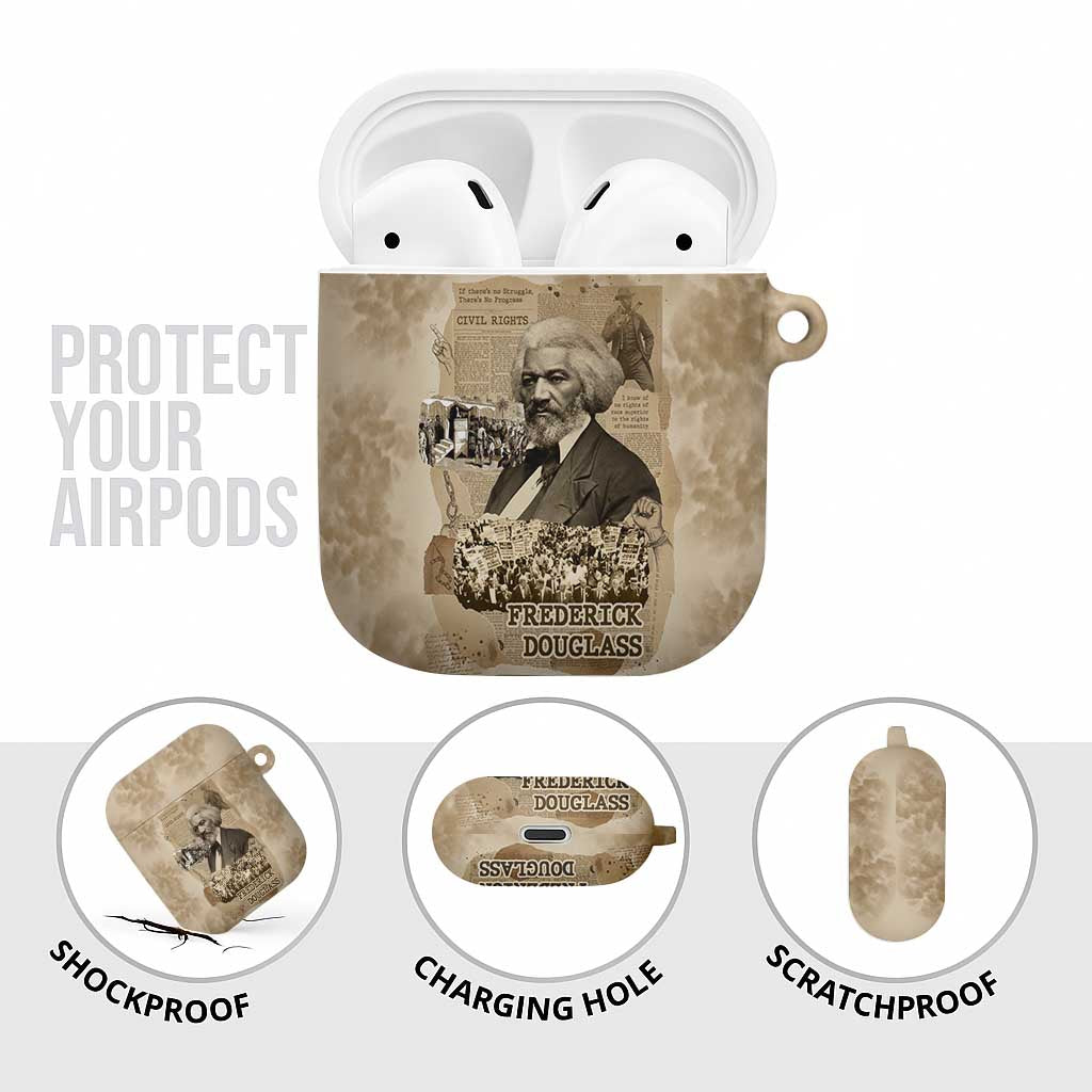 Frederick Douglass AirPods Case Sepia Newspaper Collage Civil Rights March Historic Quote Design - Wonder Print Shop