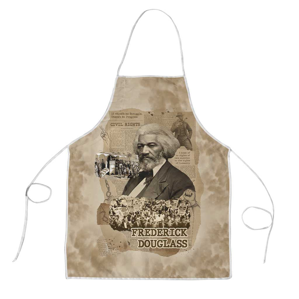 Frederick Douglass Apron Sepia Newspaper Collage Civil Rights March Historic Quote Design - Wonder Print Shop