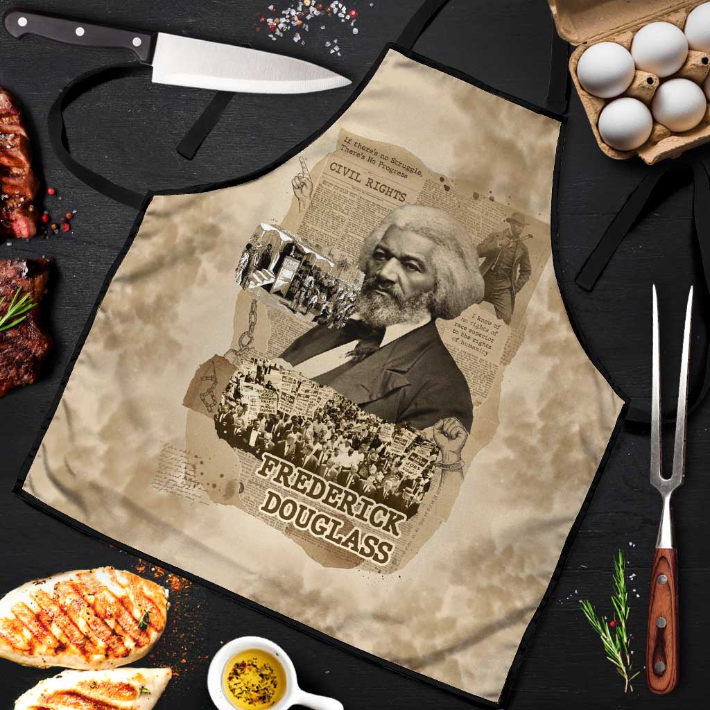 Frederick Douglass Apron Sepia Newspaper Collage Civil Rights March Historic Quote Design - Wonder Print Shop