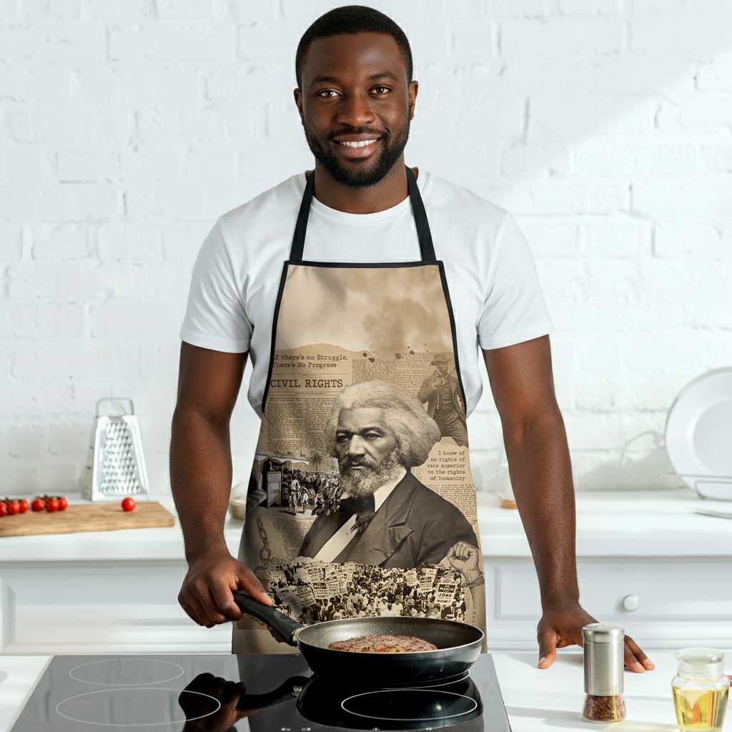 Frederick Douglass Apron Sepia Newspaper Collage Civil Rights March Historic Quote Design - Wonder Print Shop