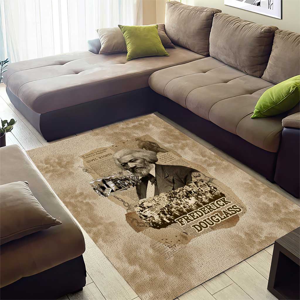 Frederick Douglass Area Rug Sepia Newspaper Collage Civil Rights March Historic Quote Design - Wonder Print Shop