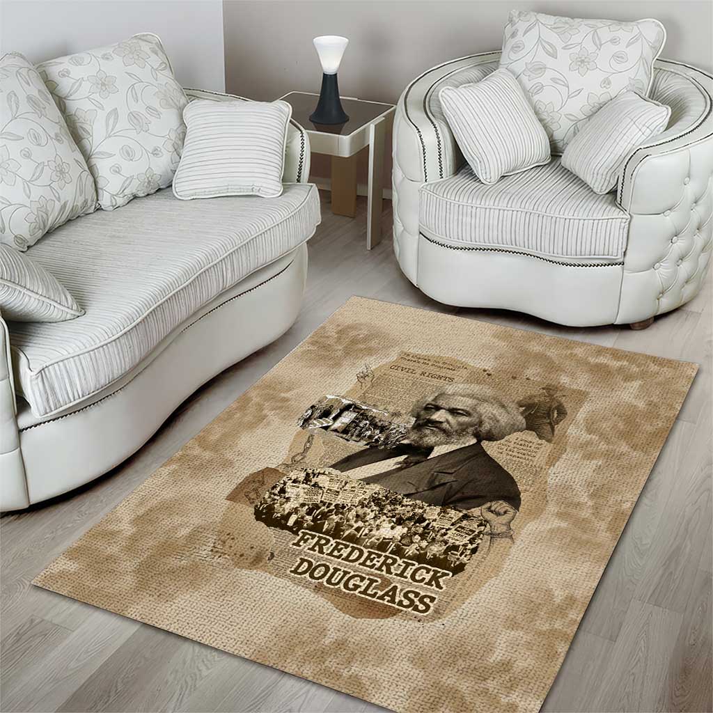 Frederick Douglass Area Rug Sepia Newspaper Collage Civil Rights March Historic Quote Design - Wonder Print Shop