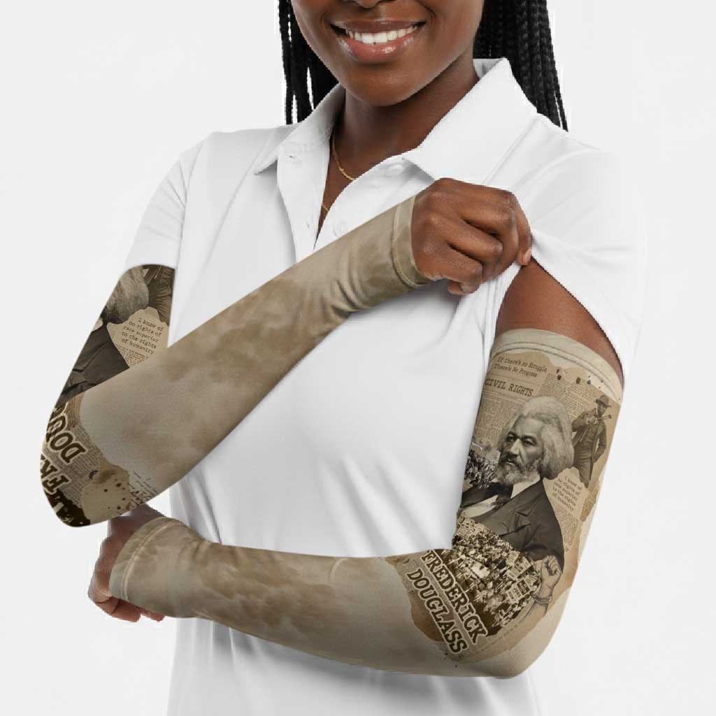 Frederick Douglass Arm Sleeves Sepia Newspaper Collage Civil Rights March Historic Quote Design - Wonder Print Shop