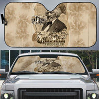 Frederick Douglass Auto Sun Shade Sepia Newspaper Collage Civil Rights March Historic Quote Design - Wonder Print Shop