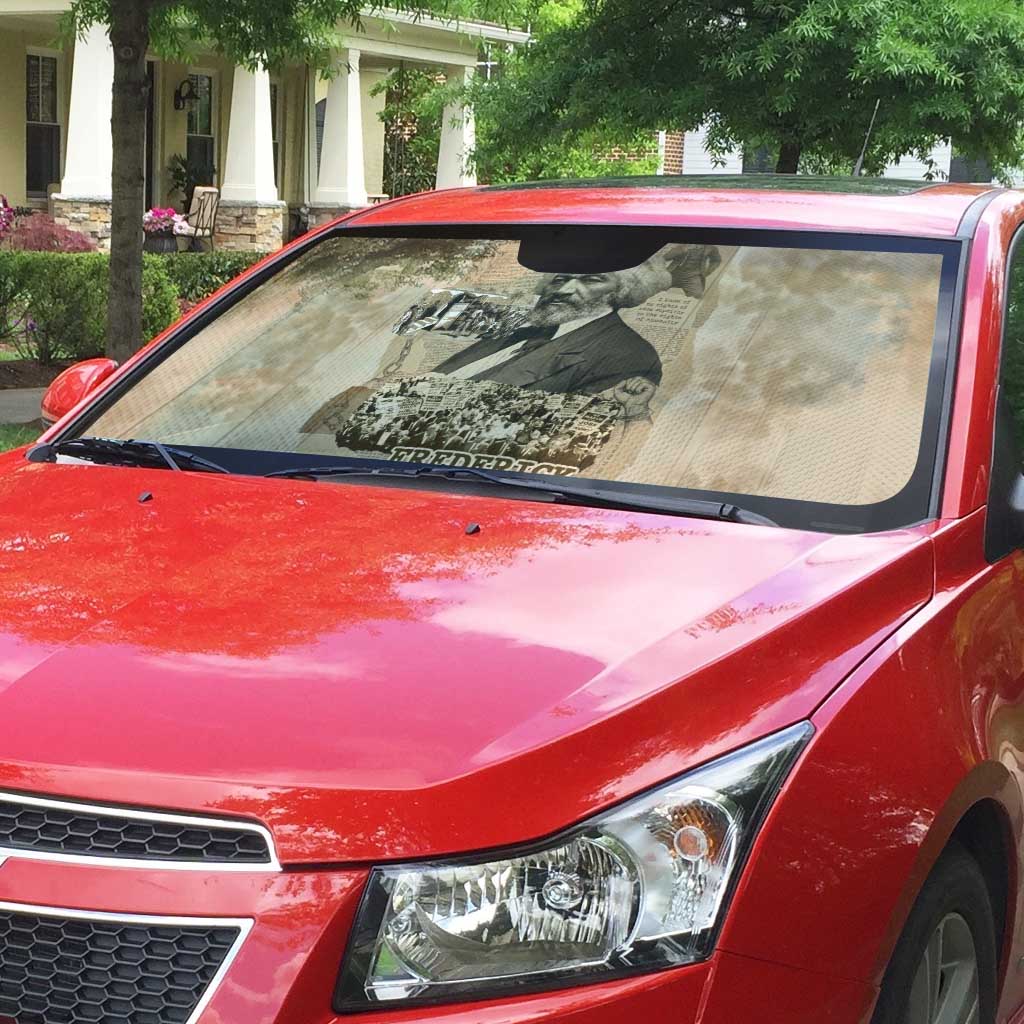 Frederick Douglass Auto Sun Shade Sepia Newspaper Collage Civil Rights March Historic Quote Design - Wonder Print Shop