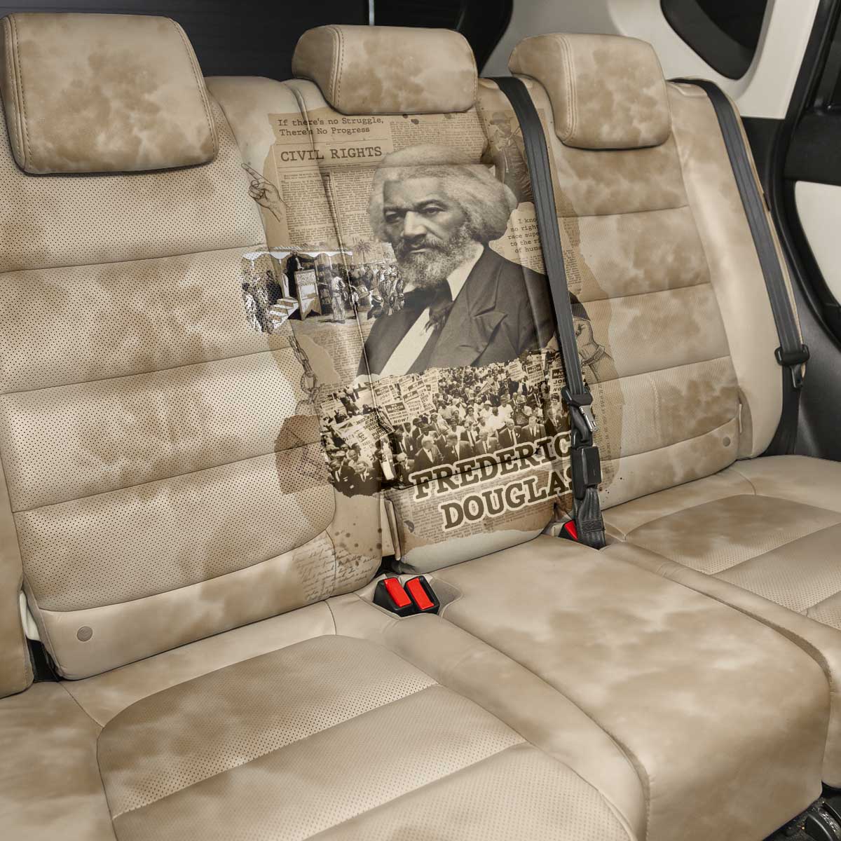 Frederick Douglass Back Car Seat Cover Sepia Newspaper Collage Civil Rights March Historic Quote Design - Wonder Print Shop