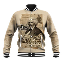 Frederick Douglass Baseball Jacket Sepia Newspaper Collage Civil Rights March Historic Quote Design - Wonder Print Shop