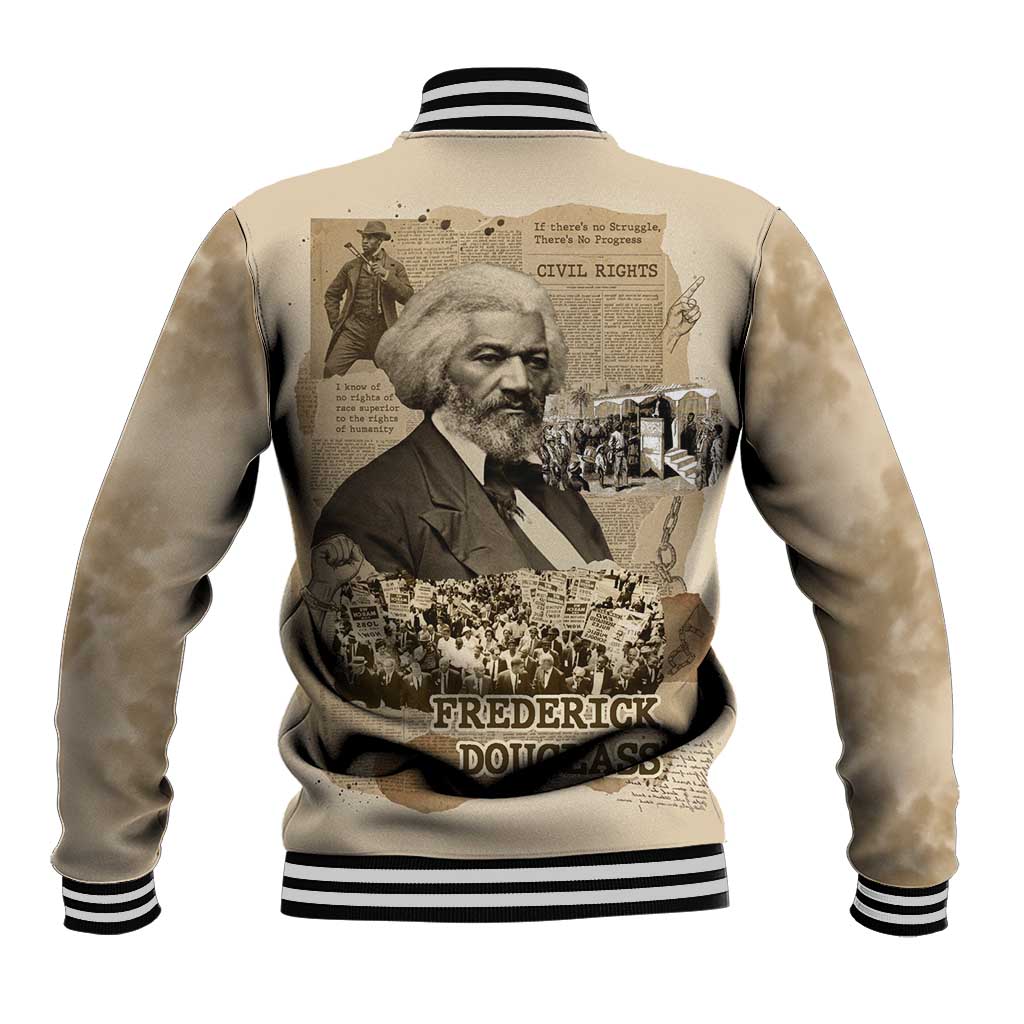 Frederick Douglass Baseball Jacket Sepia Newspaper Collage Civil Rights March Historic Quote Design - Wonder Print Shop
