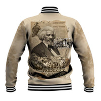 Frederick Douglass Baseball Jacket Sepia Newspaper Collage Civil Rights March Historic Quote Design - Wonder Print Shop