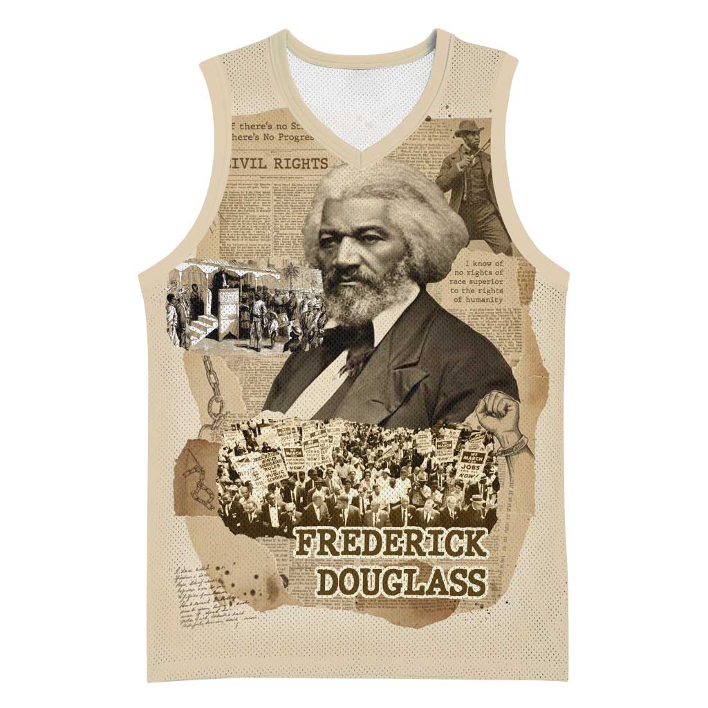 Frederick Douglass Basketball Jersey Sepia Newspaper Collage Civil Rights March Historic Quote Design - Wonder Print Shop