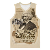 Frederick Douglass Basketball Jersey Sepia Newspaper Collage Civil Rights March Historic Quote Design - Wonder Print Shop