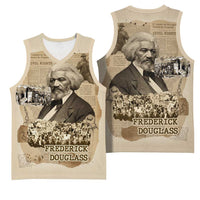 Frederick Douglass Basketball Jersey Sepia Newspaper Collage Civil Rights March Historic Quote Design - Wonder Print Shop