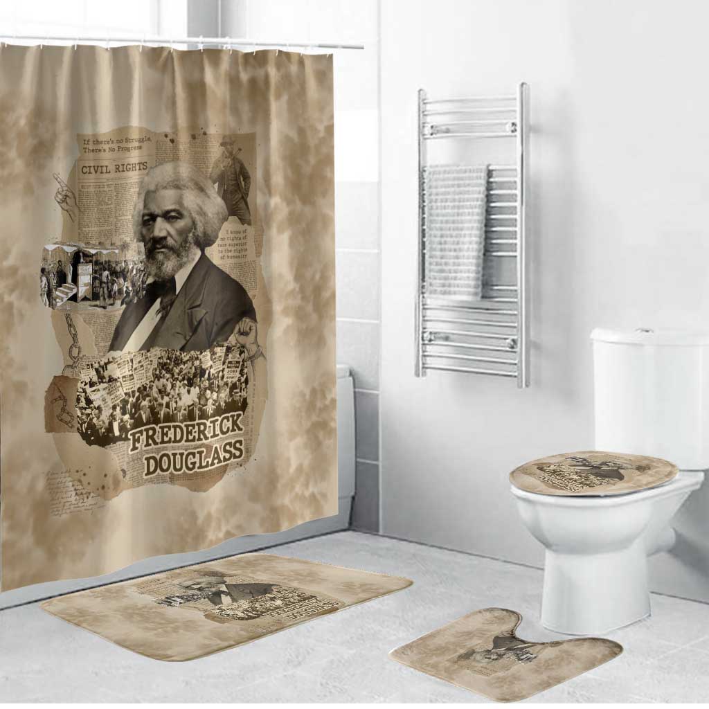 Frederick Douglass Bathroom Set Sepia Newspaper Collage Civil Rights March Historic Quote Design - Wonder Print Shop