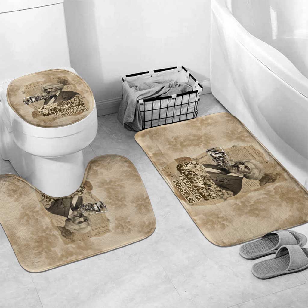 Frederick Douglass Bathroom Set Sepia Newspaper Collage Civil Rights March Historic Quote Design - Wonder Print Shop