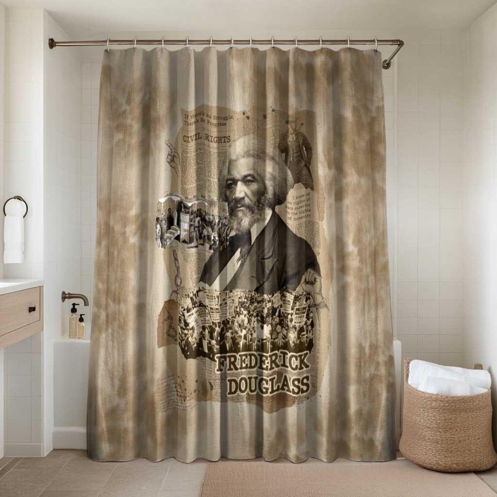 Frederick Douglass Bathroom Set Sepia Newspaper Collage Civil Rights March Historic Quote Design - Wonder Print Shop
