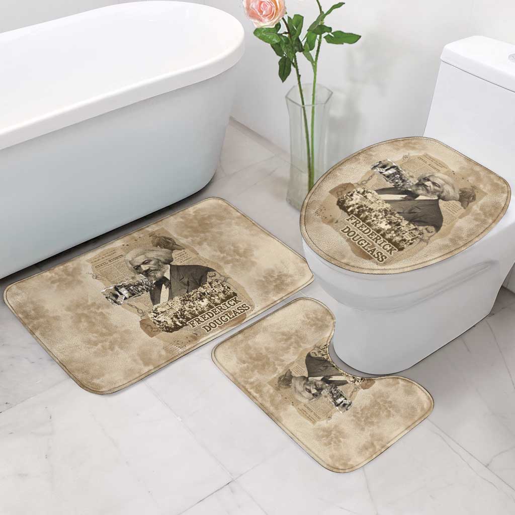 Frederick Douglass Bathroom Set Sepia Newspaper Collage Civil Rights March Historic Quote Design - Wonder Print Shop