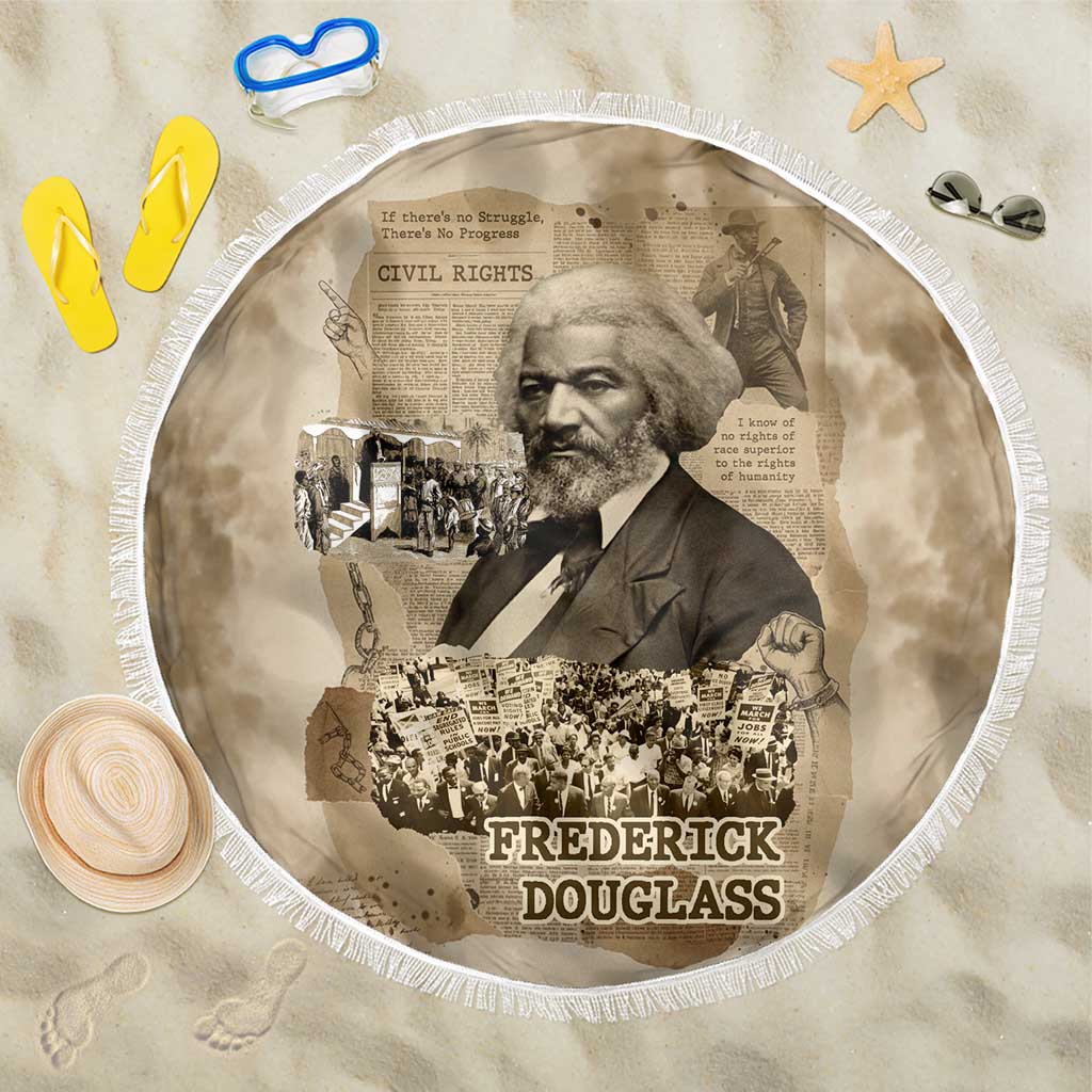 Frederick Douglass Beach Blanket Sepia Newspaper Collage Civil Rights March Historic Quote Design - Wonder Print Shop