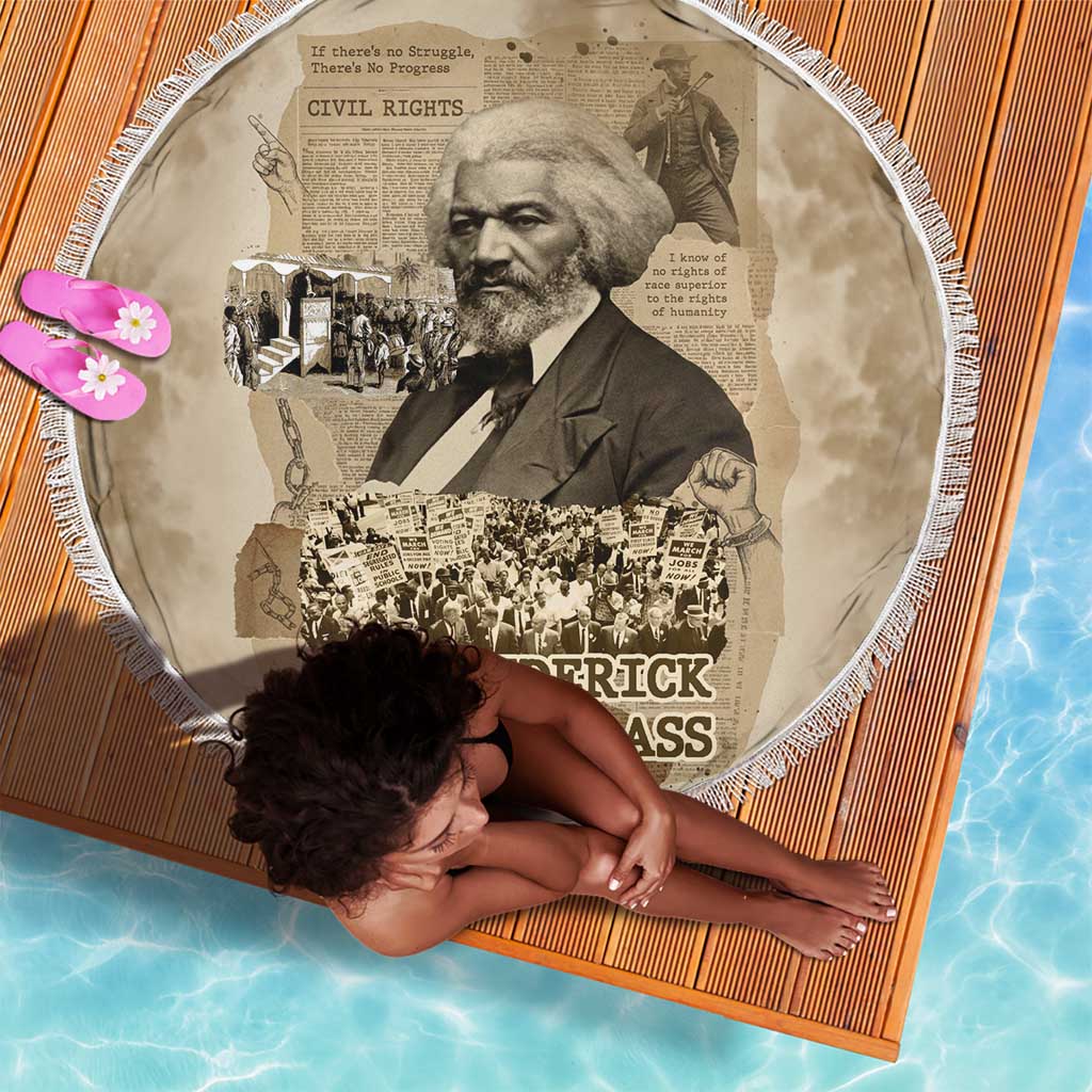 Frederick Douglass Beach Blanket Sepia Newspaper Collage Civil Rights March Historic Quote Design - Wonder Print Shop