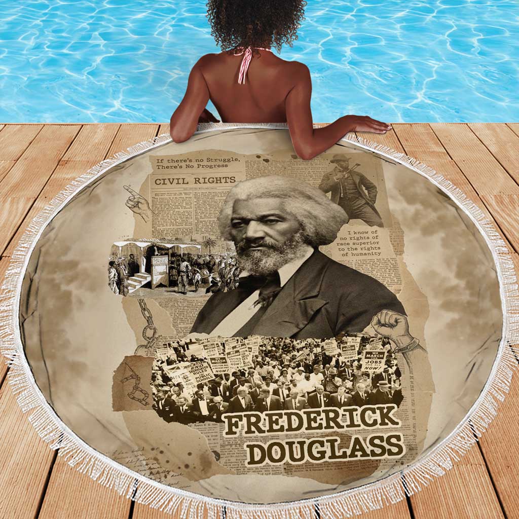 Frederick Douglass Beach Blanket Sepia Newspaper Collage Civil Rights March Historic Quote Design - Wonder Print Shop
