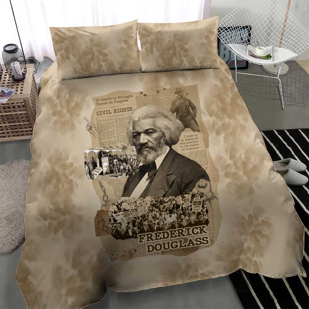 Frederick Douglass Bedding Set Sepia Newspaper Collage Civil Rights March Historic Quote Design - Wonder Print Shop