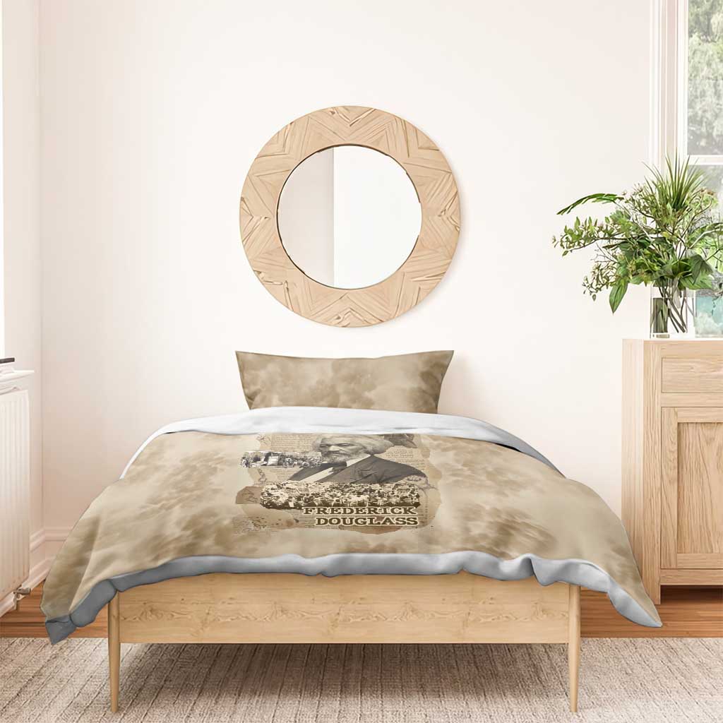 Frederick Douglass Bedding Set Sepia Newspaper Collage Civil Rights March Historic Quote Design - Wonder Print Shop