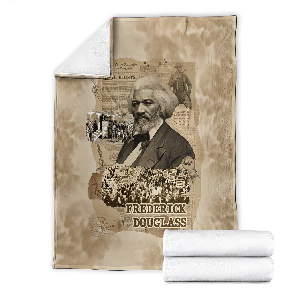 Frederick Douglass Blanket Sepia Newspaper Collage Civil Rights March Historic Quote Design - Wonder Print Shop