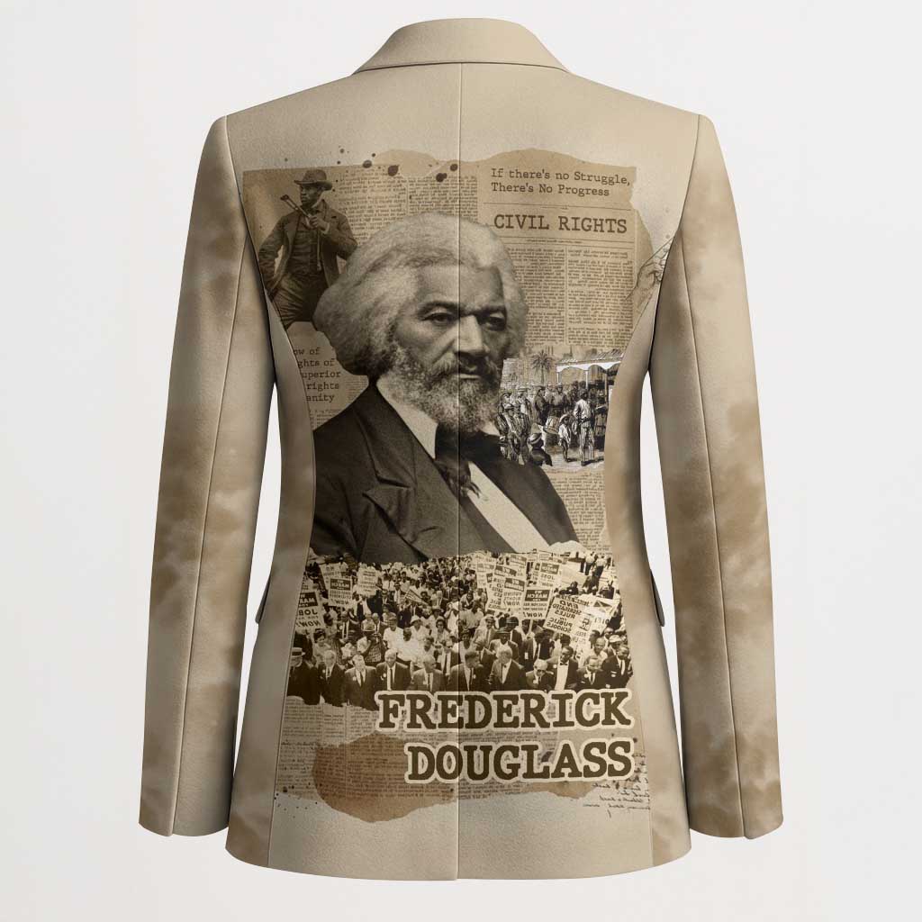 Frederick Douglass Blazer Sepia Newspaper Collage Civil Rights March Historic Quote Design - Wonder Print Shop