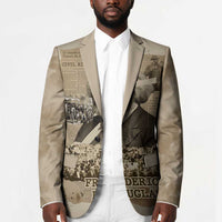 Frederick Douglass Blazer Sepia Newspaper Collage Civil Rights March Historic Quote Design - Wonder Print Shop