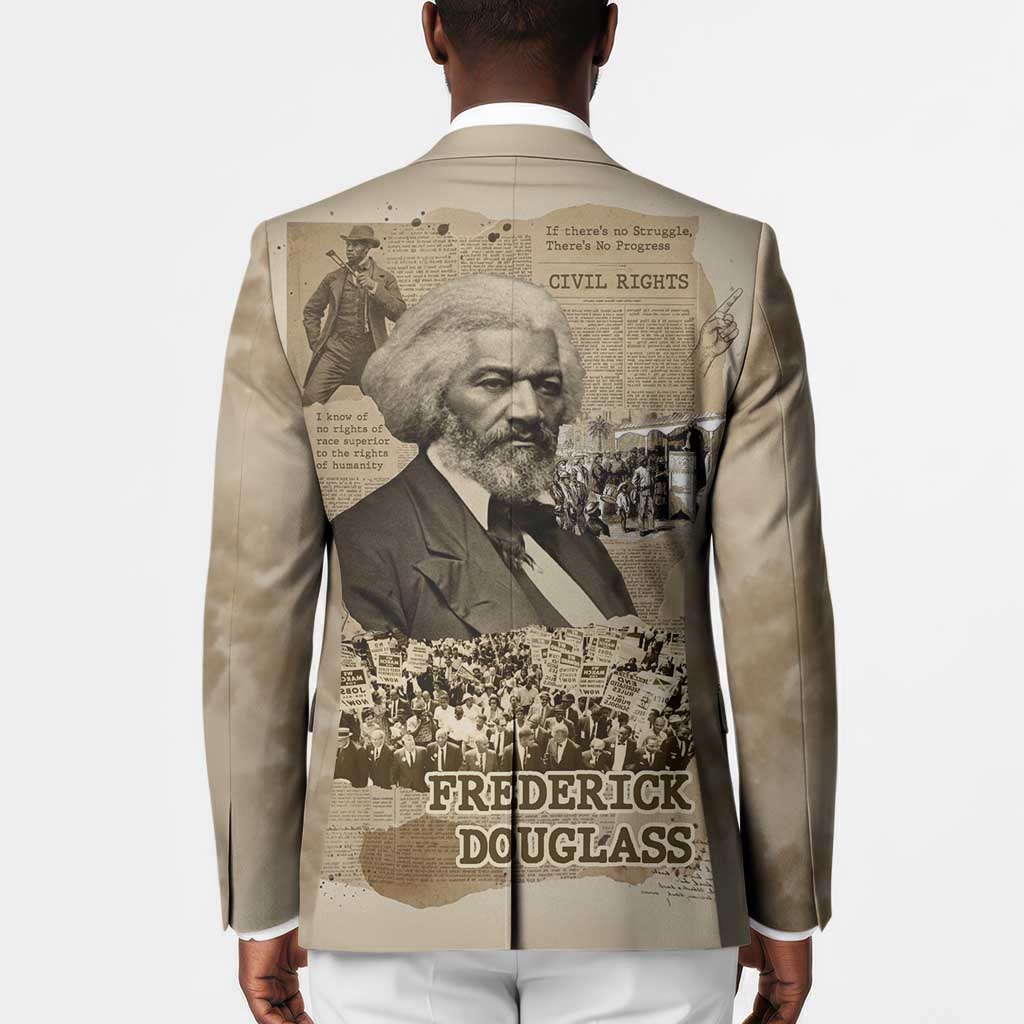 Frederick Douglass Blazer Sepia Newspaper Collage Civil Rights March Historic Quote Design - Wonder Print Shop