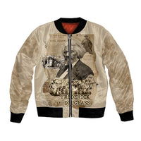Frederick Douglass Bomber Jacket Sepia Newspaper Collage Civil Rights March Historic Quote Design - Wonder Print Shop
