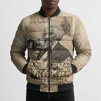 Frederick Douglass Bomber Puffer Jacket Sepia Newspaper Collage Civil Rights March Historic Quote Design - Wonder Print Shop