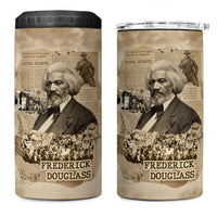 Frederick Douglass 4 in 1 Can Cooler Tumbler Sepia Newspaper Collage Civil Rights March Historic Quote Design - Wonder Print Shop