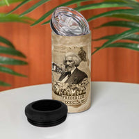 Frederick Douglass 4 in 1 Can Cooler Tumbler Sepia Newspaper Collage Civil Rights March Historic Quote Design - Wonder Print Shop