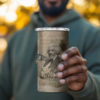 Frederick Douglass 4 in 1 Can Cooler Tumbler Sepia Newspaper Collage Civil Rights March Historic Quote Design - Wonder Print Shop