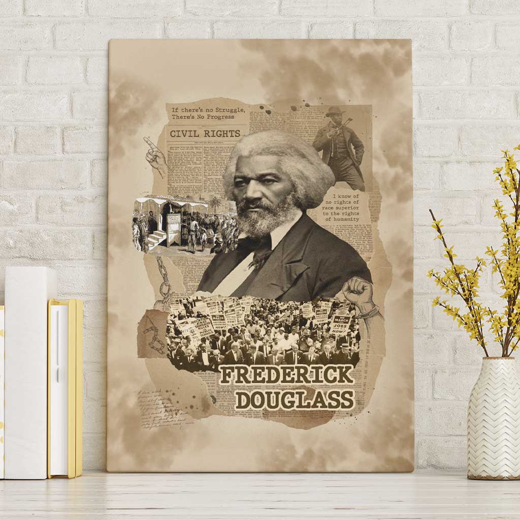 Frederick Douglass Canvas Wall Art Sepia Newspaper Collage Civil Rights March Historic Quote Design - Wonder Print Shop
