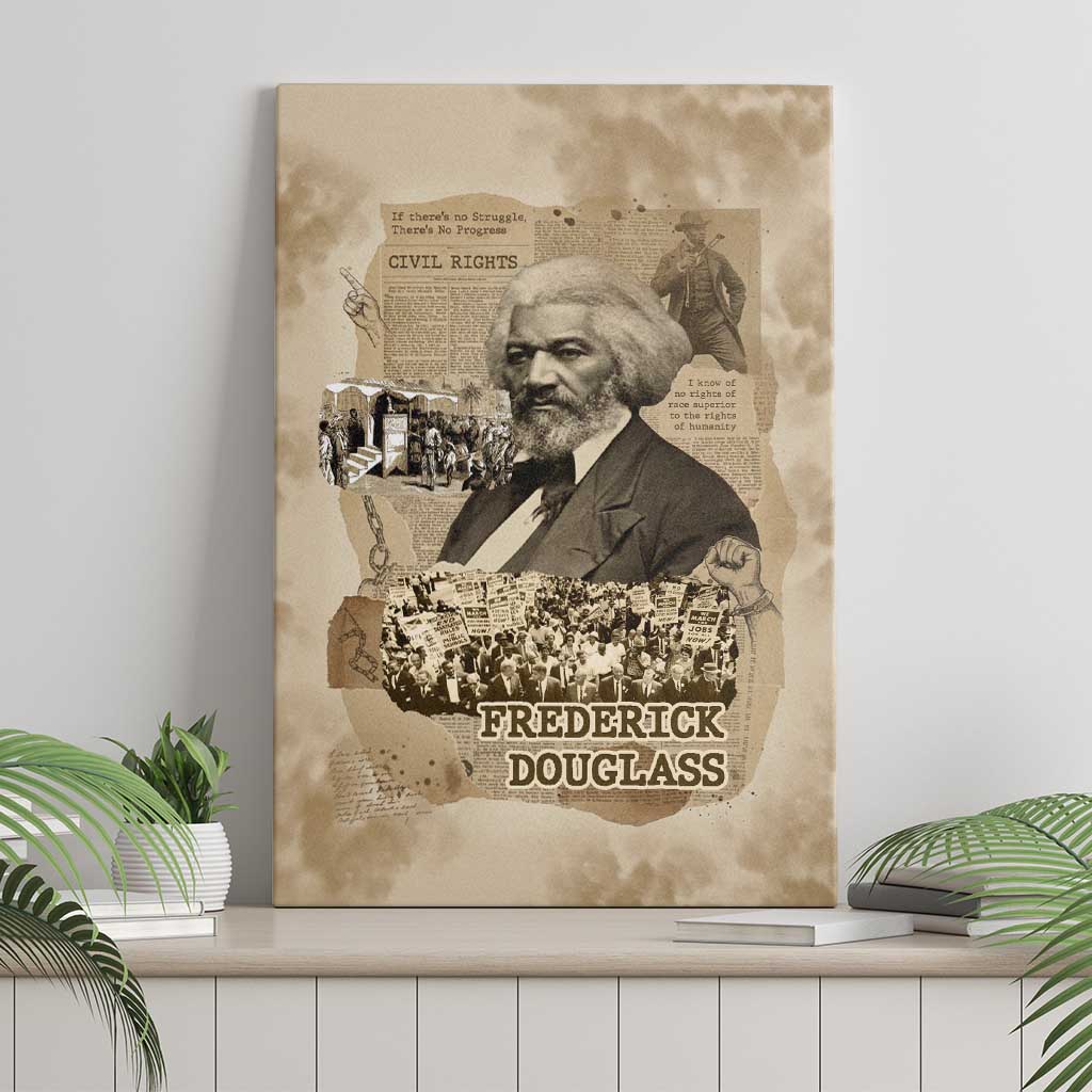 Frederick Douglass Canvas Wall Art Sepia Newspaper Collage Civil Rights March Historic Quote Design - Wonder Print Shop