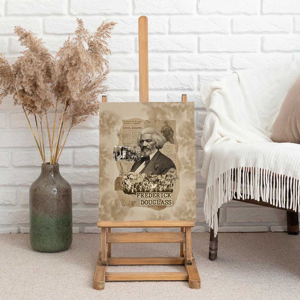 Frederick Douglass Canvas Wall Art Sepia Newspaper Collage Civil Rights March Historic Quote Design - Wonder Print Shop