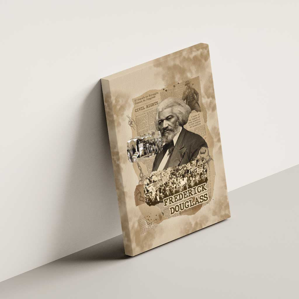 Frederick Douglass Canvas Wall Art Sepia Newspaper Collage Civil Rights March Historic Quote Design - Wonder Print Shop