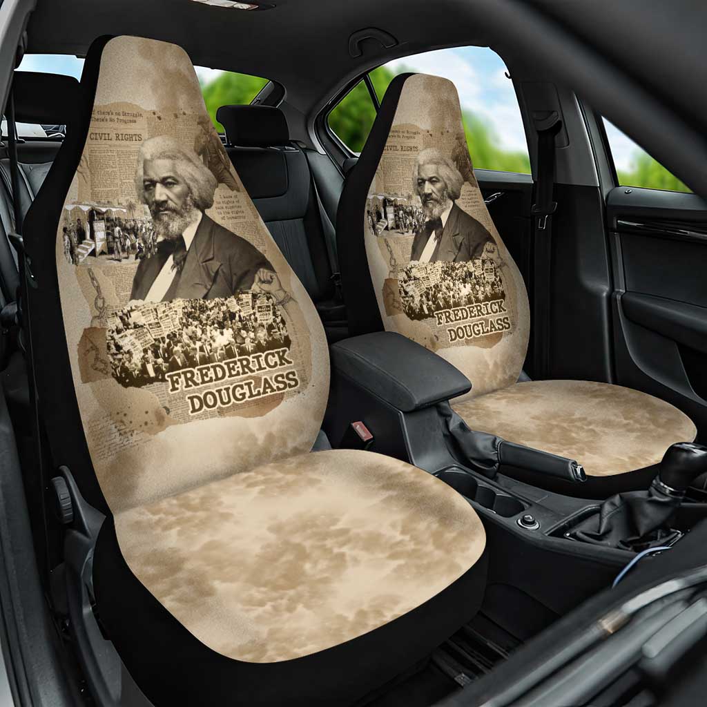 Frederick Douglass Car Seat Cover Sepia Newspaper Collage Civil Rights March Historic Quote Design - Wonder Print Shop