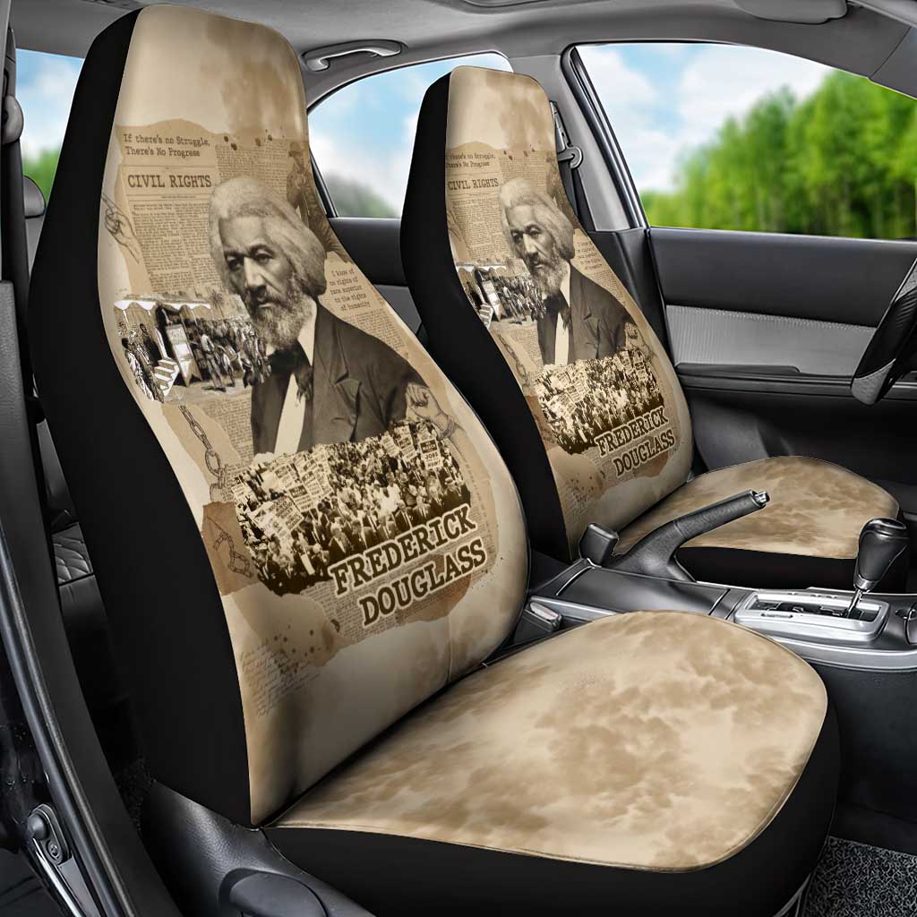 Frederick Douglass Car Seat Cover Sepia Newspaper Collage Civil Rights March Historic Quote Design - Wonder Print Shop