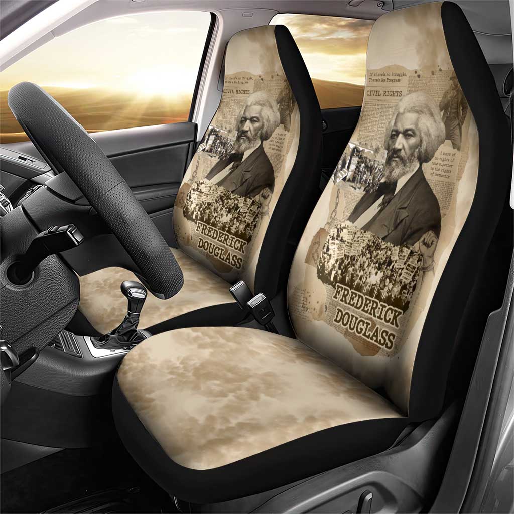 Frederick Douglass Car Seat Cover Sepia Newspaper Collage Civil Rights March Historic Quote Design - Wonder Print Shop